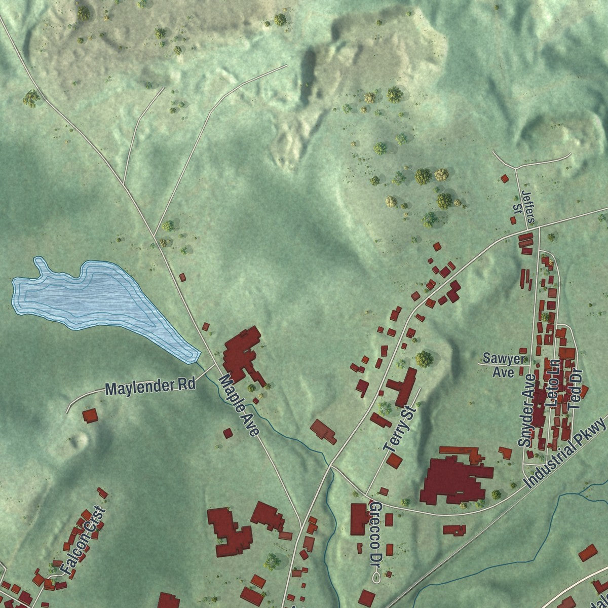 Second close-up of the map of the City of Johnstown, Fulton County, New York print showing more streets and buildings