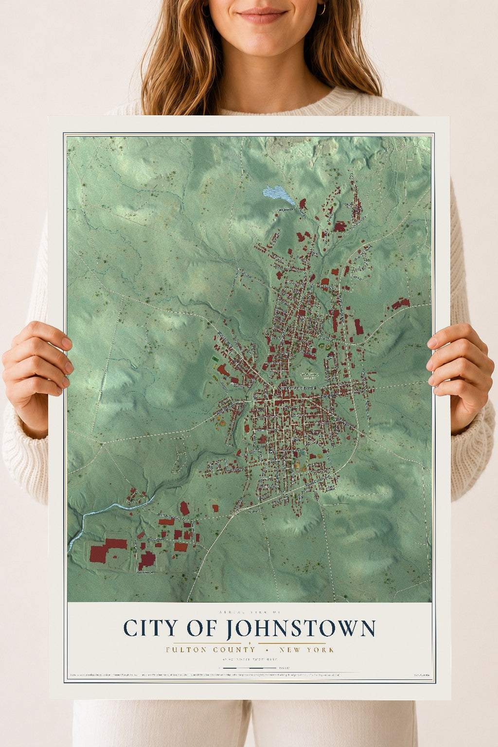 Map of the City of Johnstown, Fulton County, New York, 18 x 24 inch unframed archival matte print
