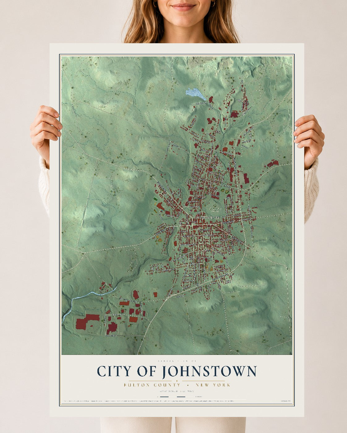 Map of the City of Johnstown, Fulton County, New York, 24 x 36 inch unframed archival matte print