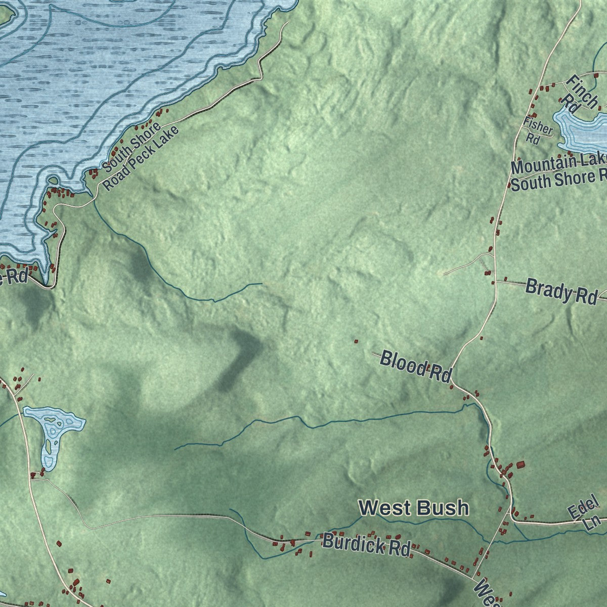 Close-up of the map of the Town of Johnstown, Fulton County, New York print showing street and building detail