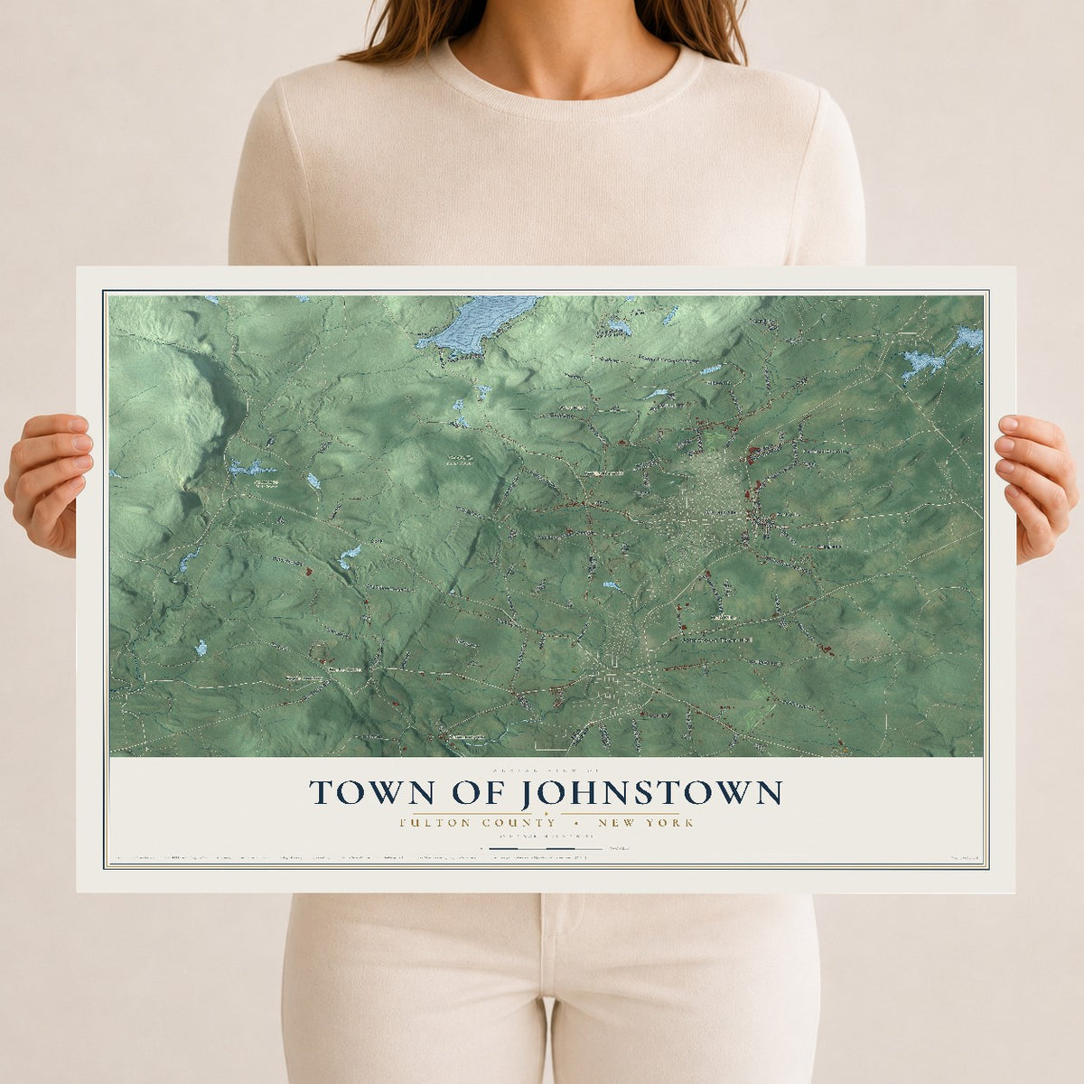 Map of the Town of Johnstown, Fulton County, New York, 12 x 18 inch unframed archival matte print