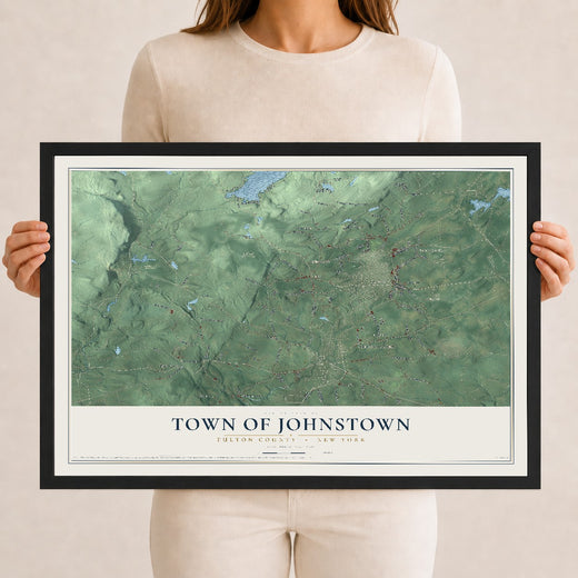 Map of the Town of Johnstown, Fulton County, New York, 12 x 18 inch print in a black wood frame