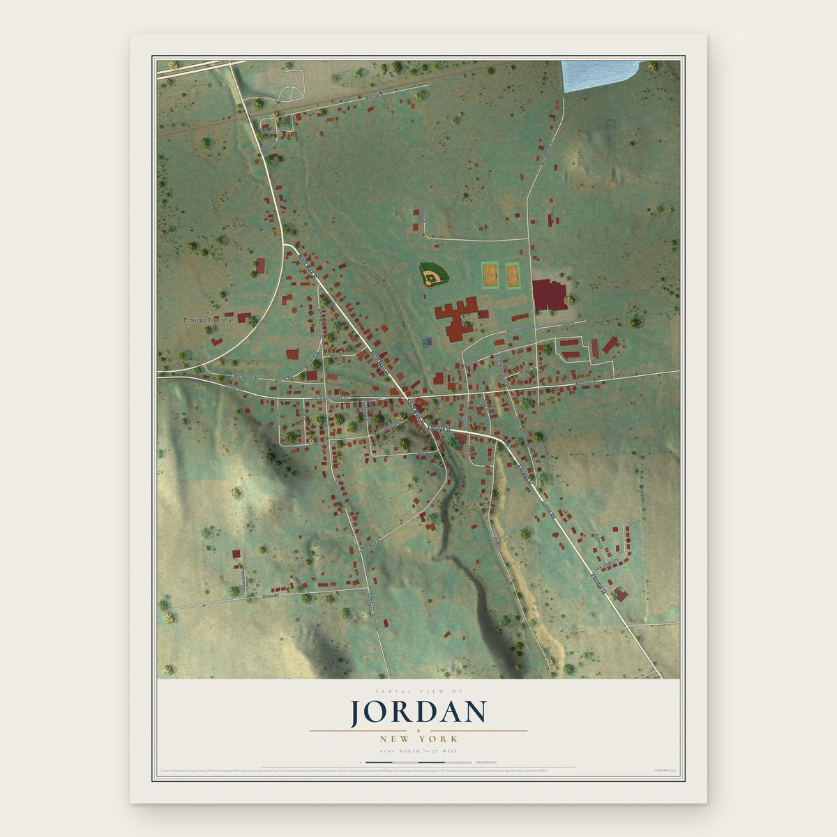 Jordan, New York map print, the full design