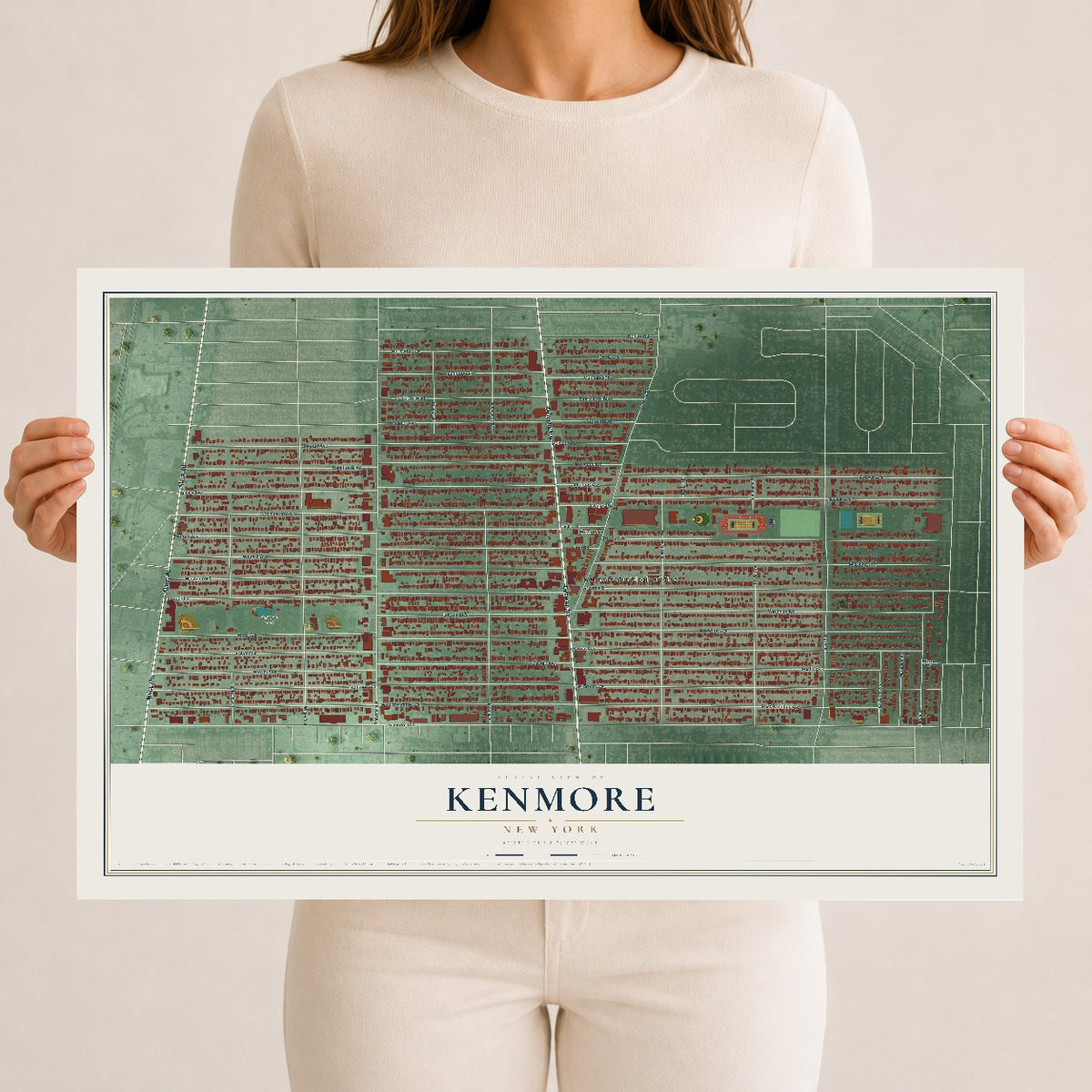 Kenmore, New York map print, 12" x 18" Archival Matte Print mockup