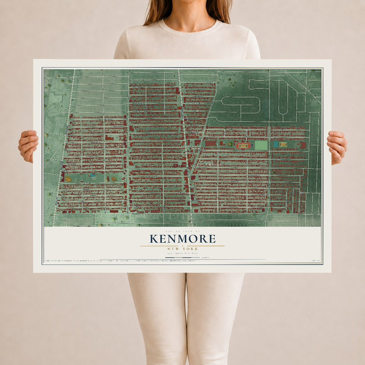 Kenmore, New York map print, 24" x 36" Archival Matte Print mockup