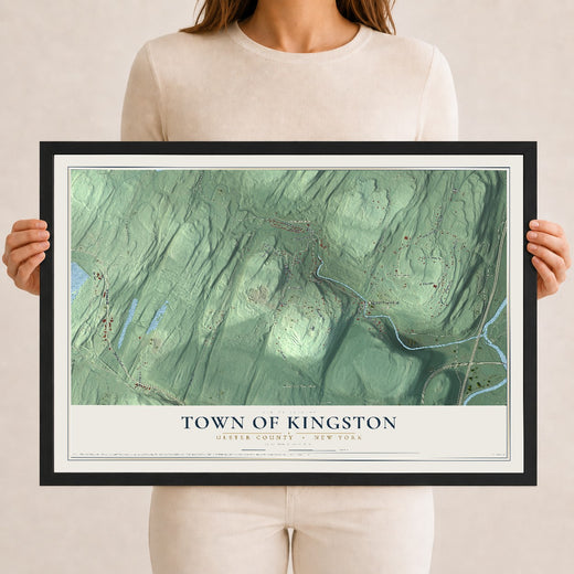 Map of the Town of Kingston, Ulster County, New York, 12 x 18 inch print in a black wood frame