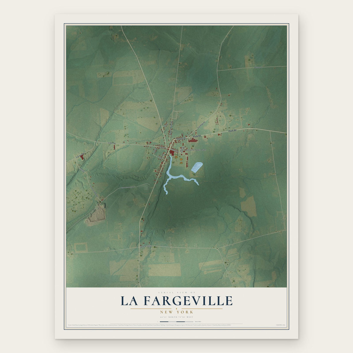 La Fargeville, New York map print, the full design