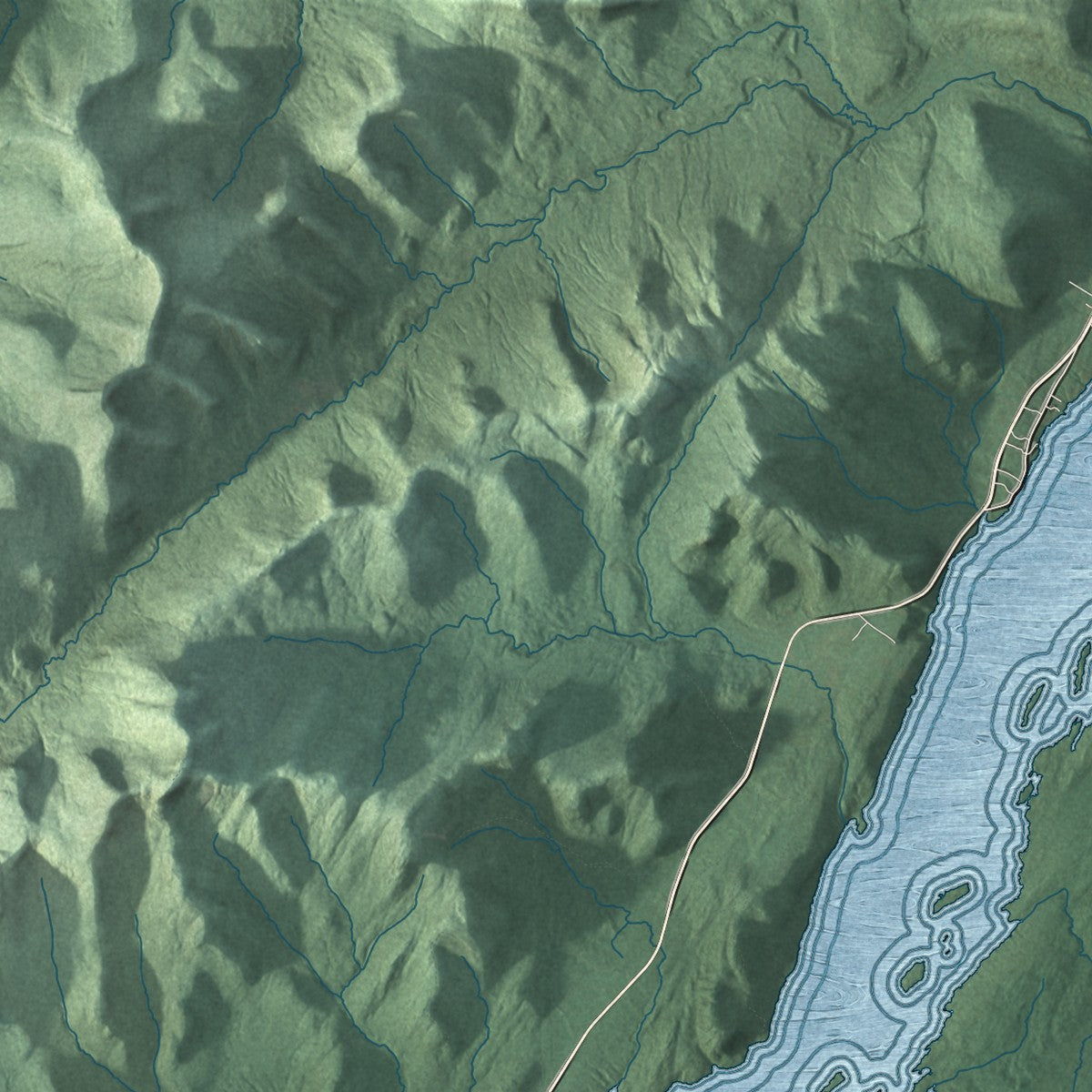 Close-up 2 of the Lake Pleasant, New York map artwork