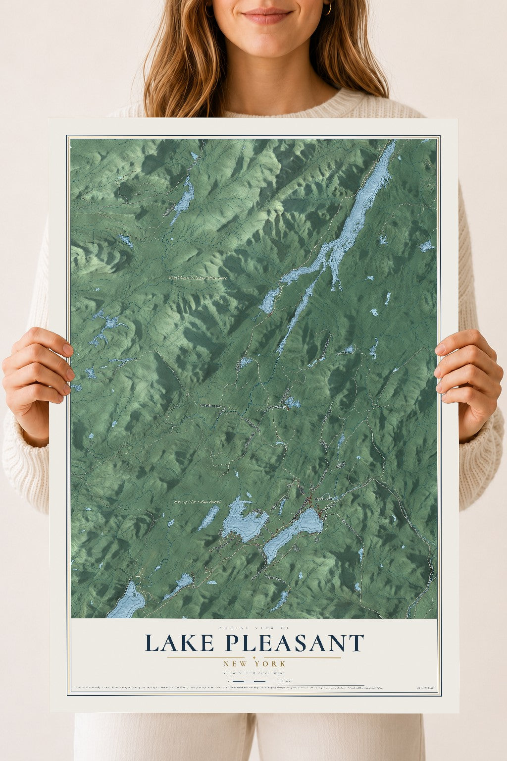 Lake Pleasant, New York map print, 18" x 24" Archival Matte Print mockup