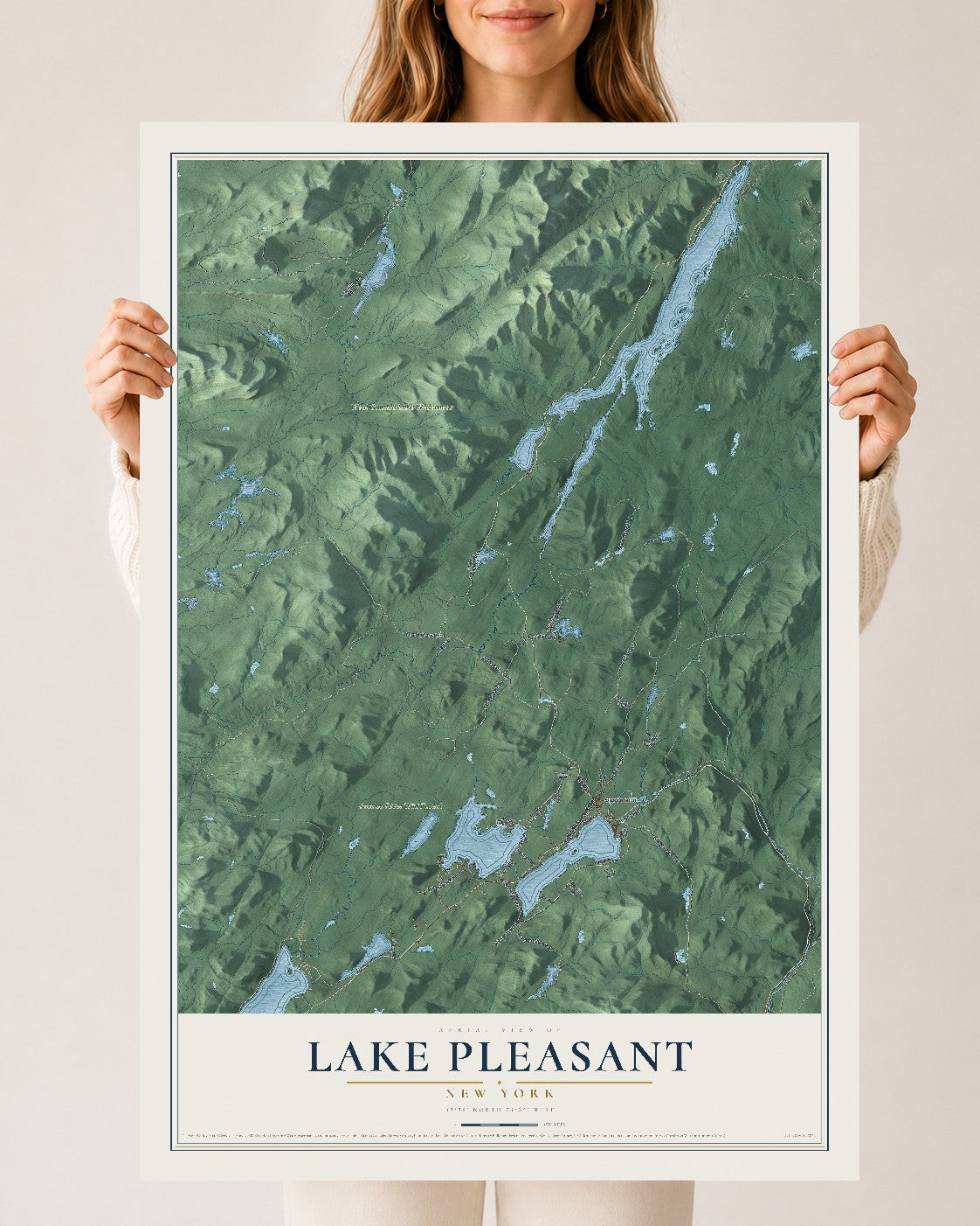 Lake Pleasant, New York map print, 24" x 36" Archival Matte Print mockup