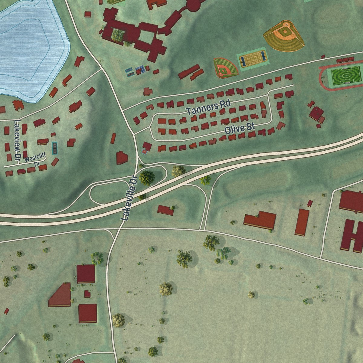 Close-up 2 of the Lake Success, New York map artwork