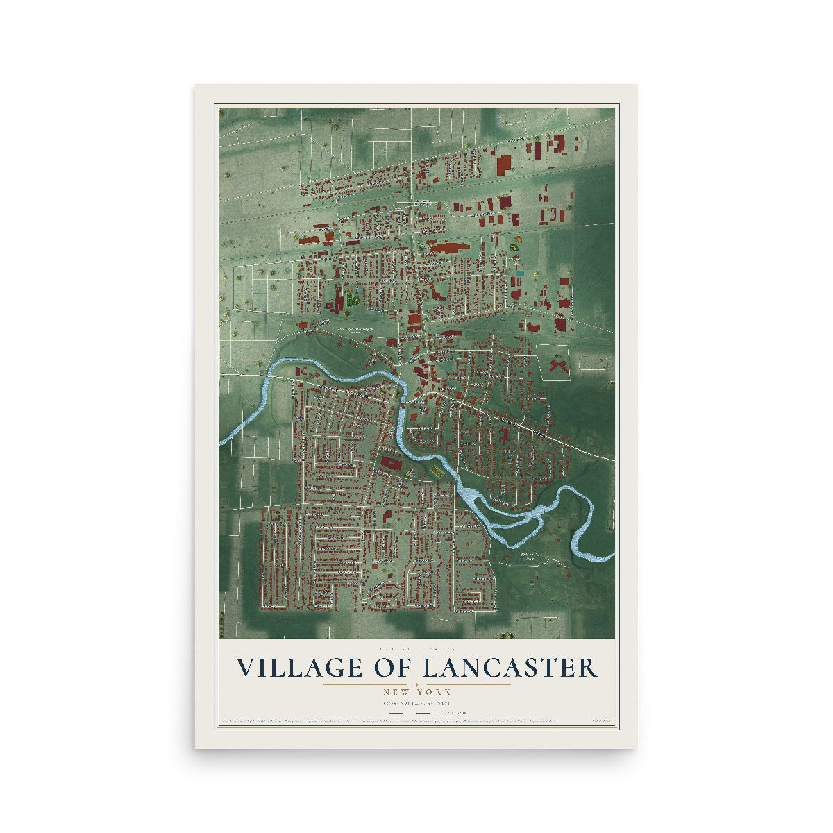 Lancaster, New York map print, 12" x 18" Archival Matte Print mockup