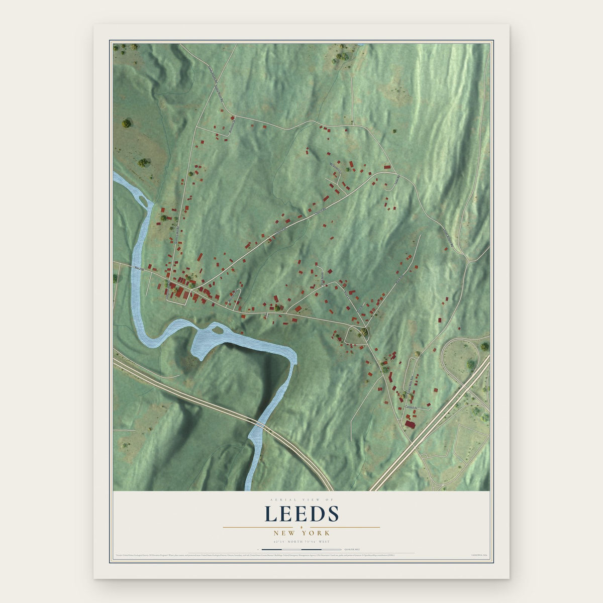 Leeds, New York map print, the full design