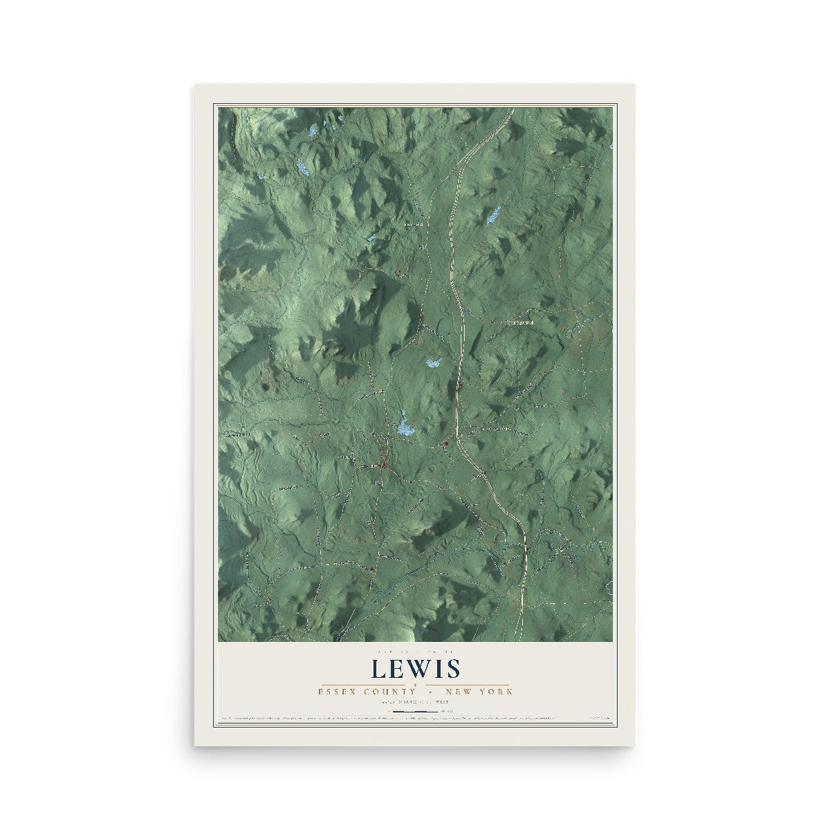 Map of Lewis, Essex County, New York, 12 x 18 inch unframed archival matte print