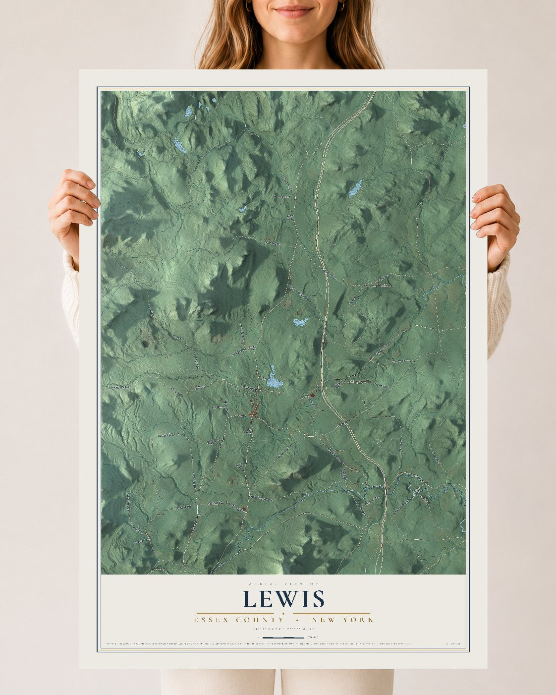 Map of Lewis, Essex County, New York, 24 x 36 inch unframed archival matte print
