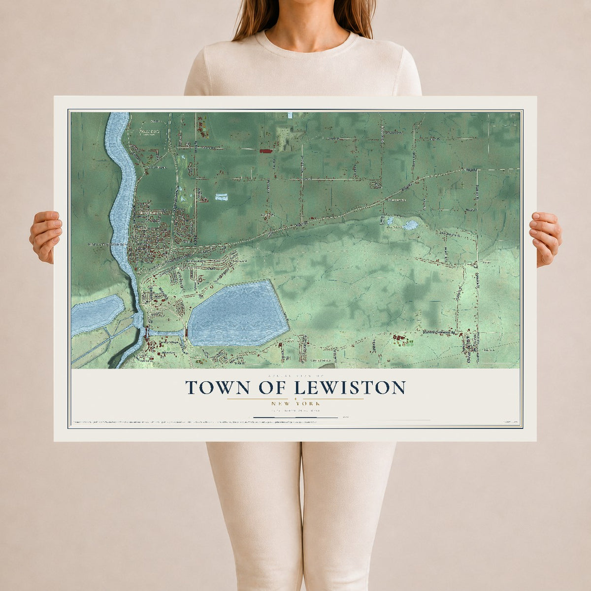 Lewiston, New York map print, 24" x 36" Archival Matte Print mockup