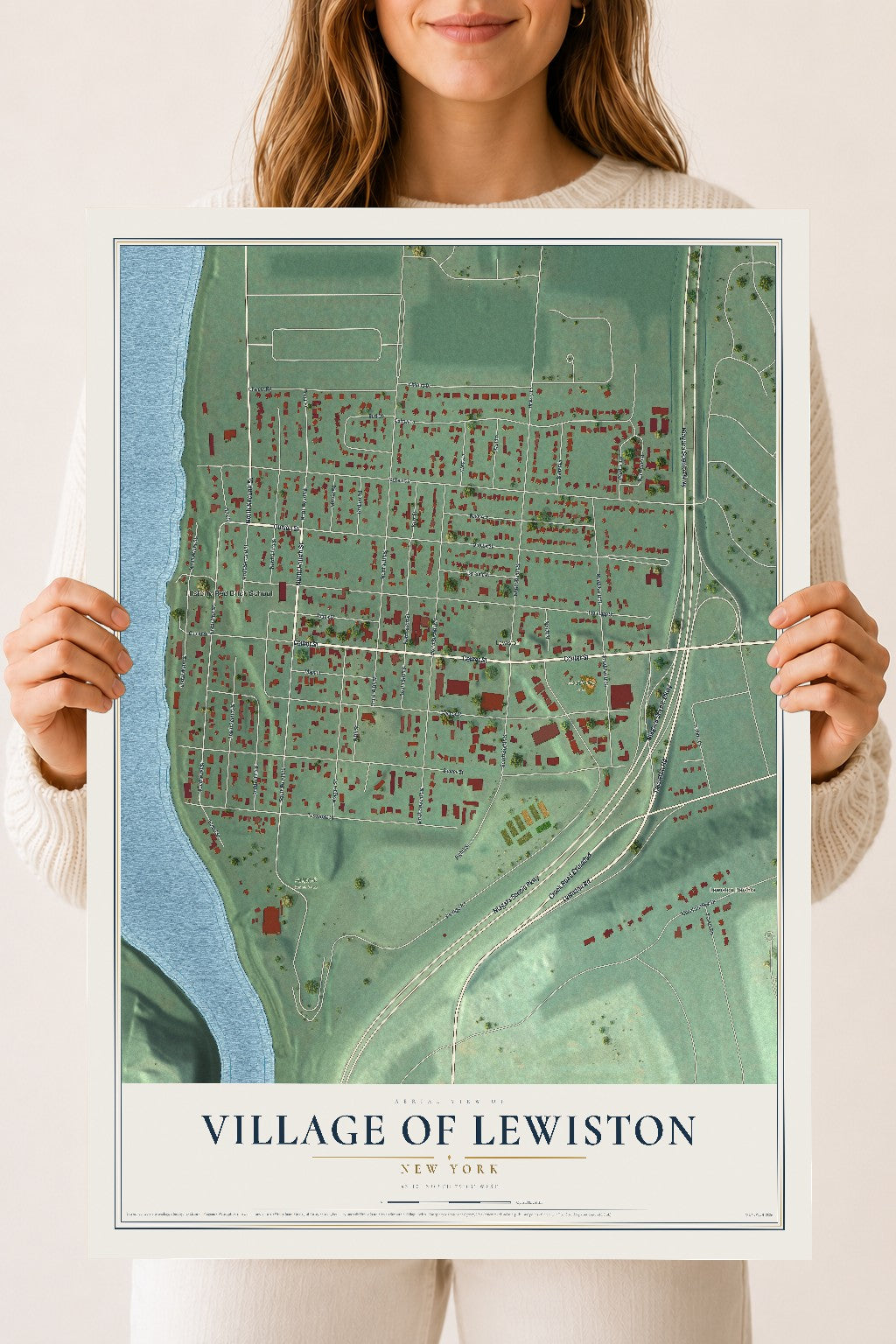 Lewiston, New York map print, 18" x 24" Archival Matte Print mockup