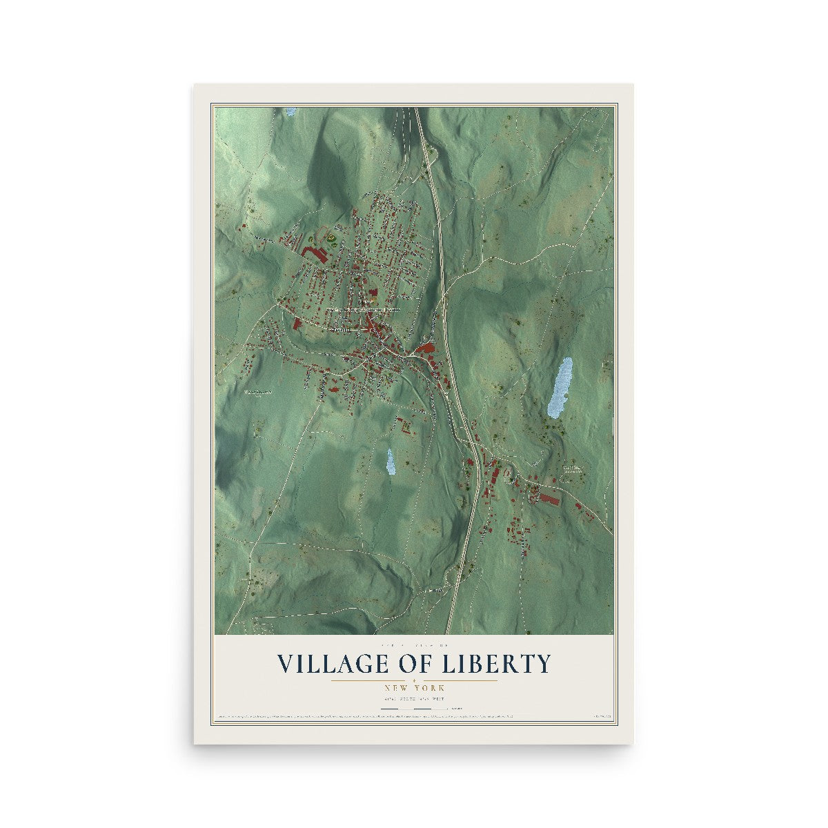 Liberty, New York map print, 12" x 18" Archival Matte Print mockup