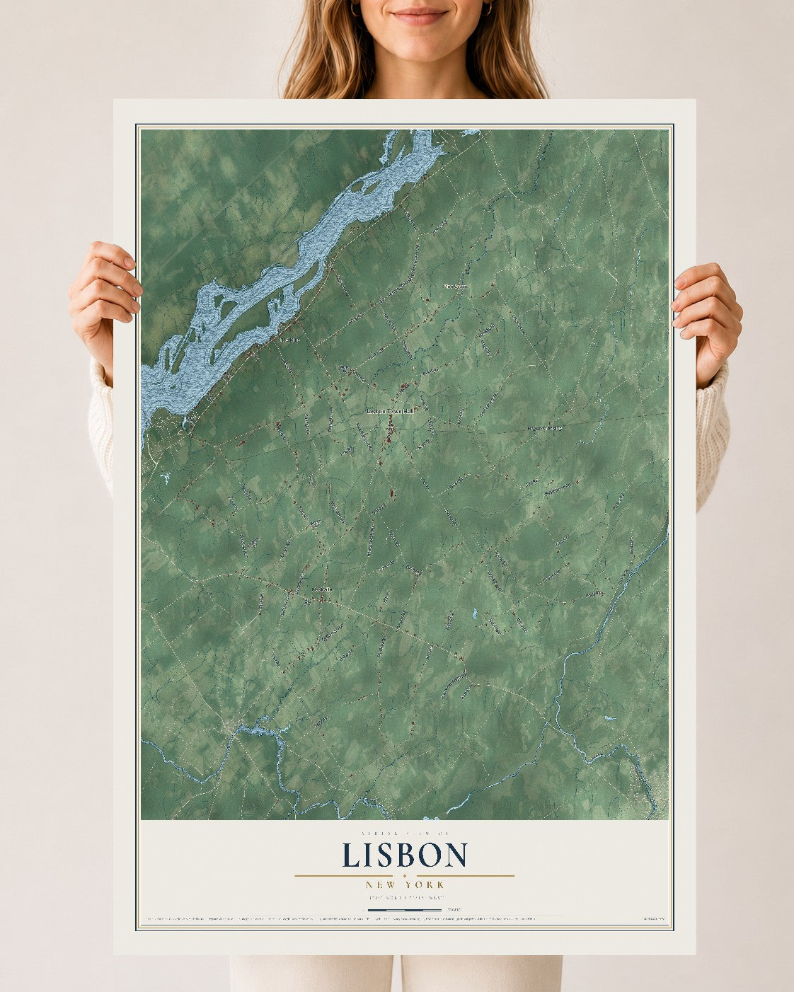 Map of Lisbon, New York, 24 x 36 inch unframed archival matte print