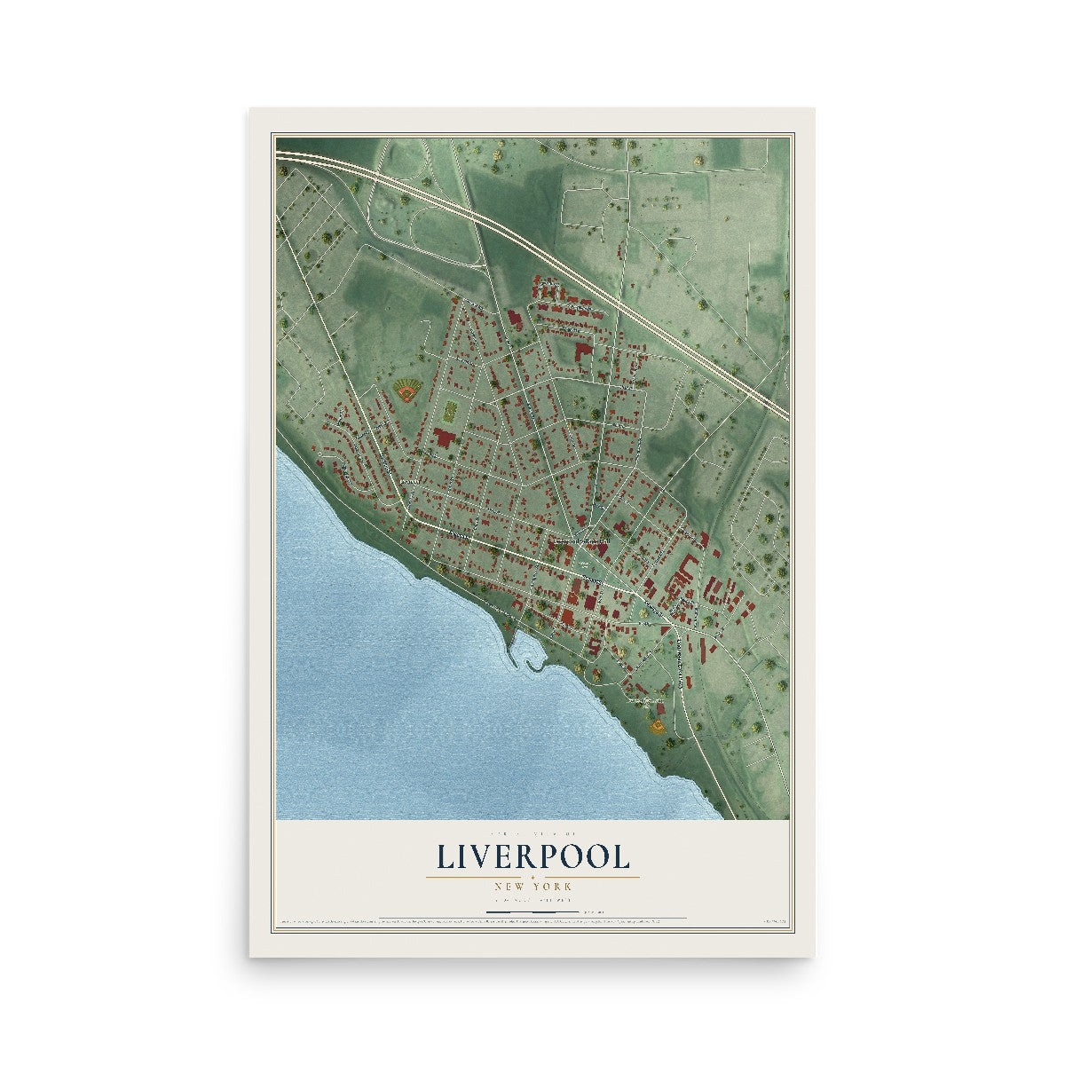 Liverpool, New York map print, 12" x 18" Archival Matte Print mockup