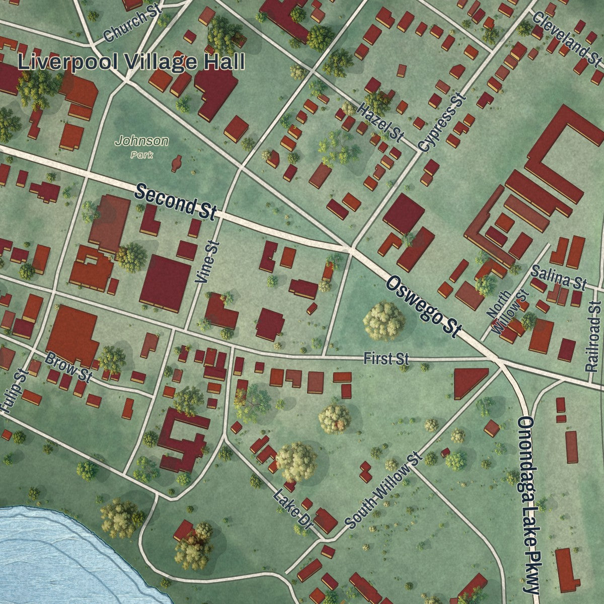 Close-up 1 of the Liverpool, New York map artwork
