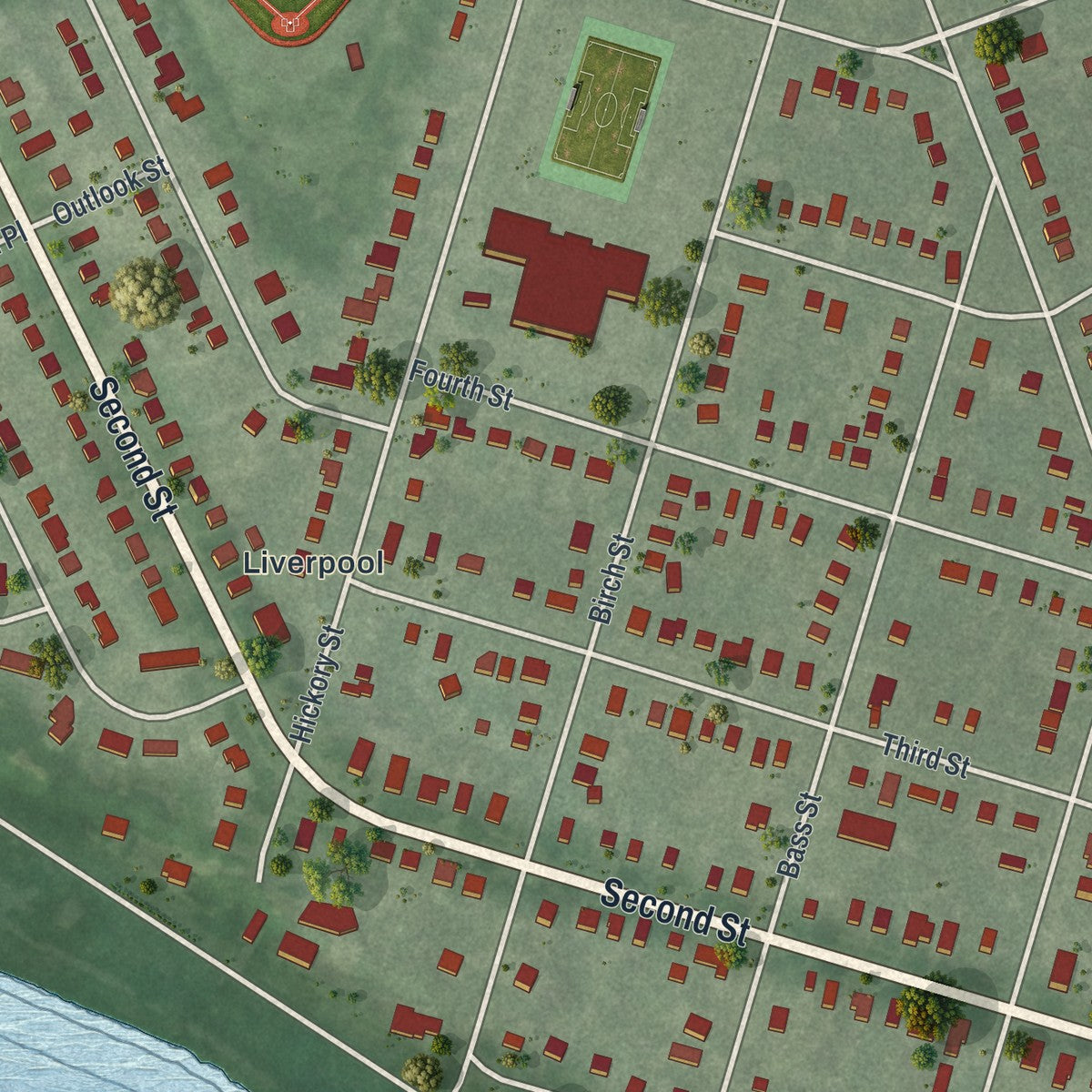Close-up 2 of the Liverpool, New York map artwork