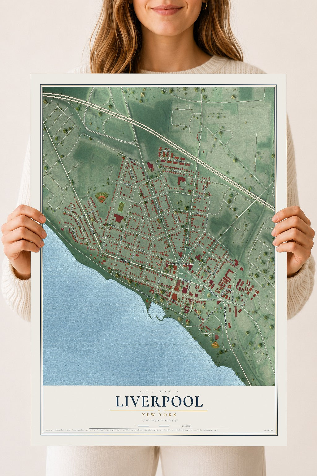 Liverpool, New York map print, 18" x 24" Archival Matte Print mockup