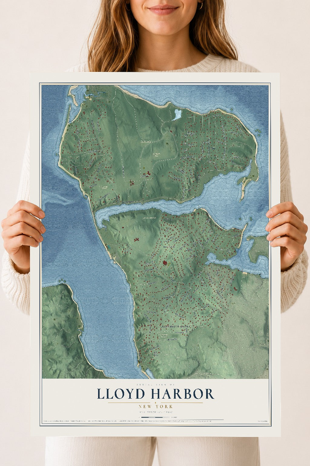 Lloyd Harbor, New York map print, 18" x 24" Archival Matte Print mockup