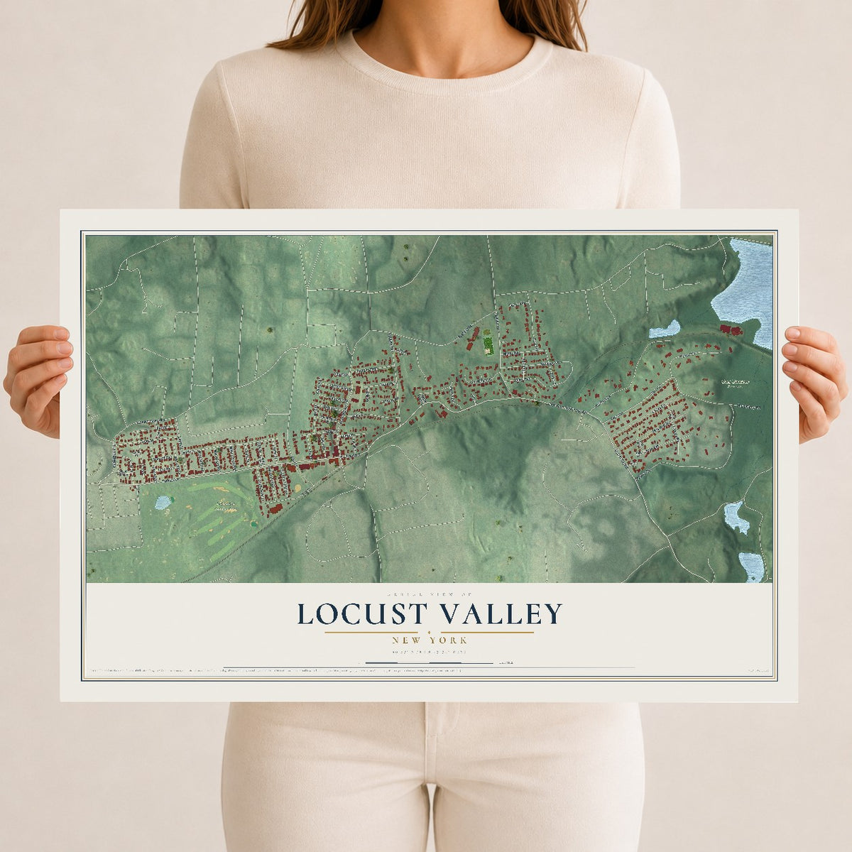 Locust Valley, New York map print, 12" x 18" Archival Matte Print mockup