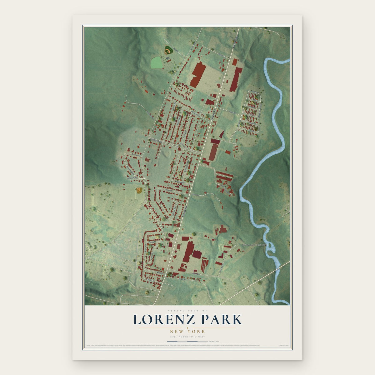 Lorenz Park, New York map print, the full design
