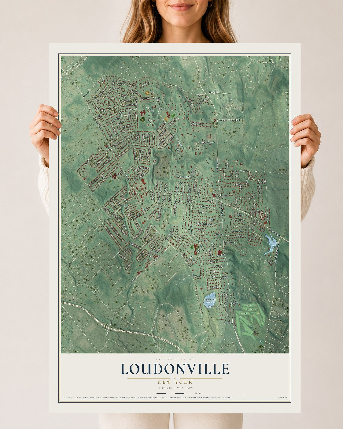 Loudonville, New York map print, 24" x 36" Archival Matte Print mockup