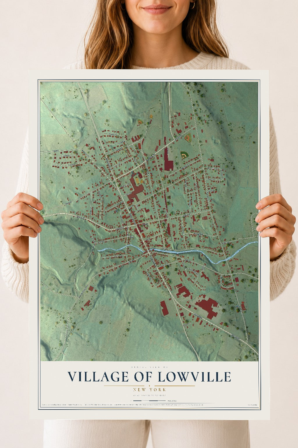 Lowville, New York map print, 18" x 24" Archival Matte Print mockup