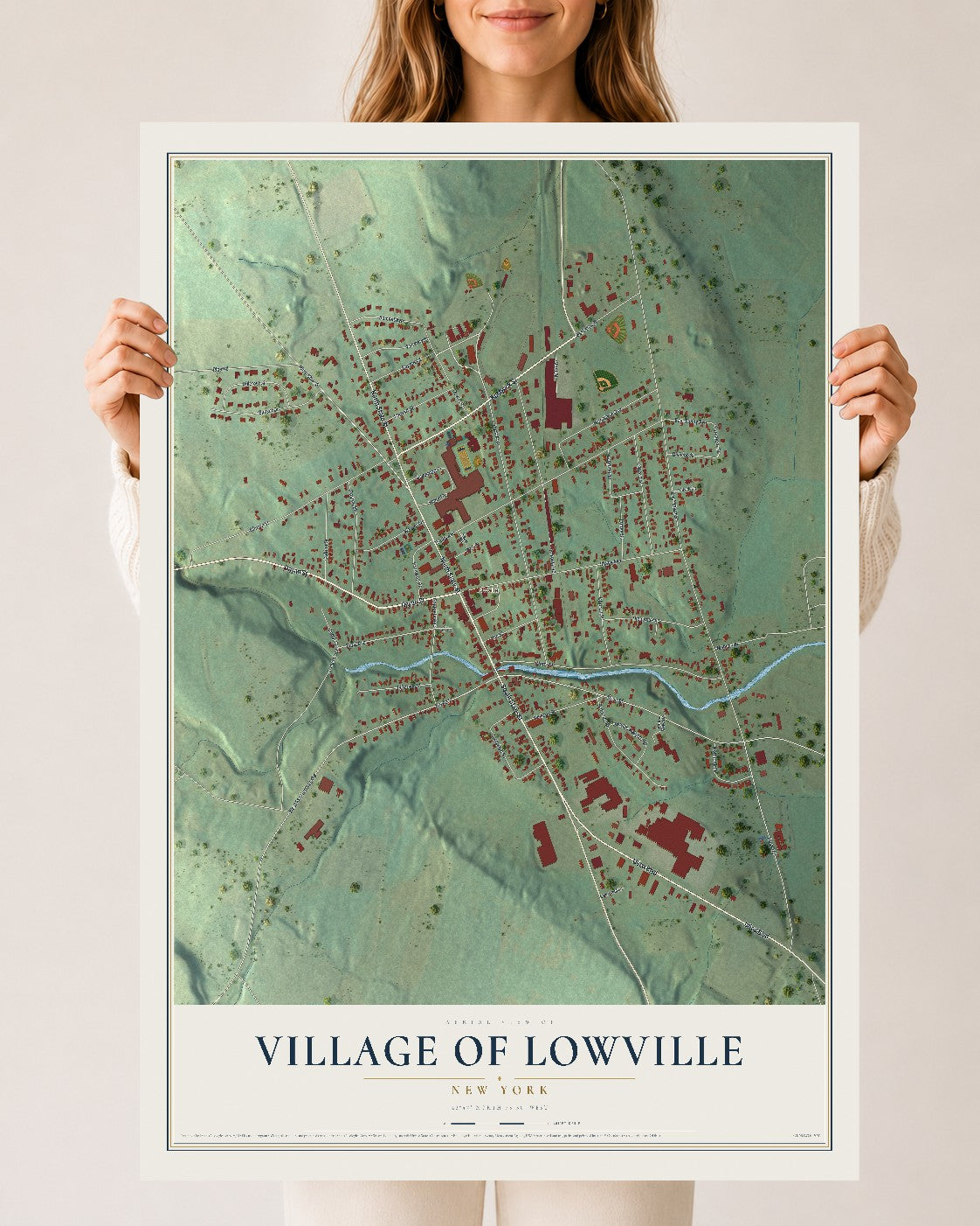 Lowville, New York map print, 24" x 36" Archival Matte Print mockup