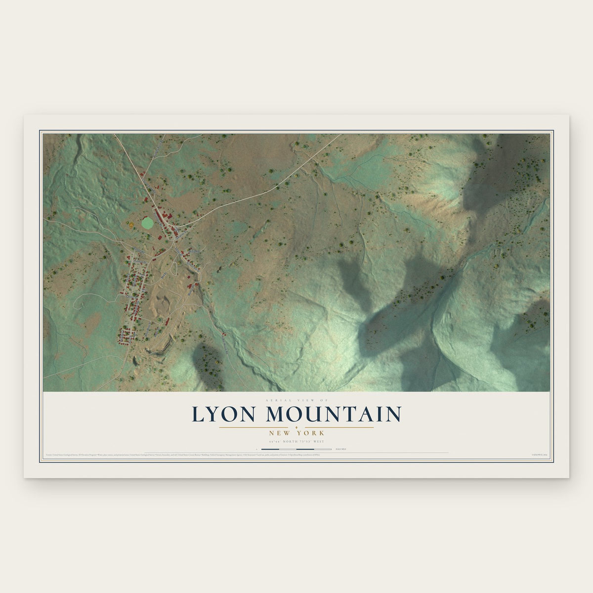 Lyon Mountain, New York map print, the full design