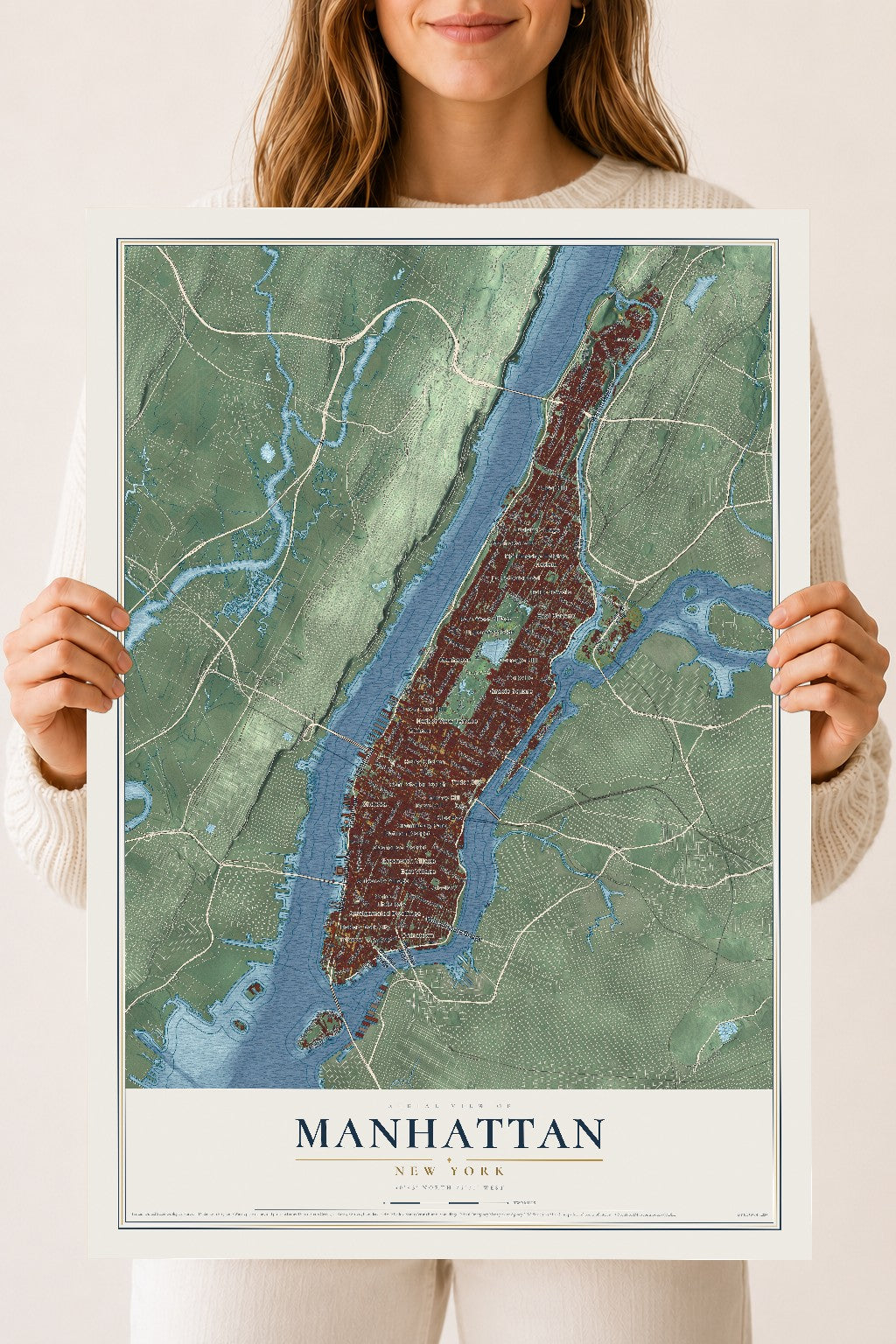 Manhattan, New York map print, 18" x 24" Archival Matte Print mockup