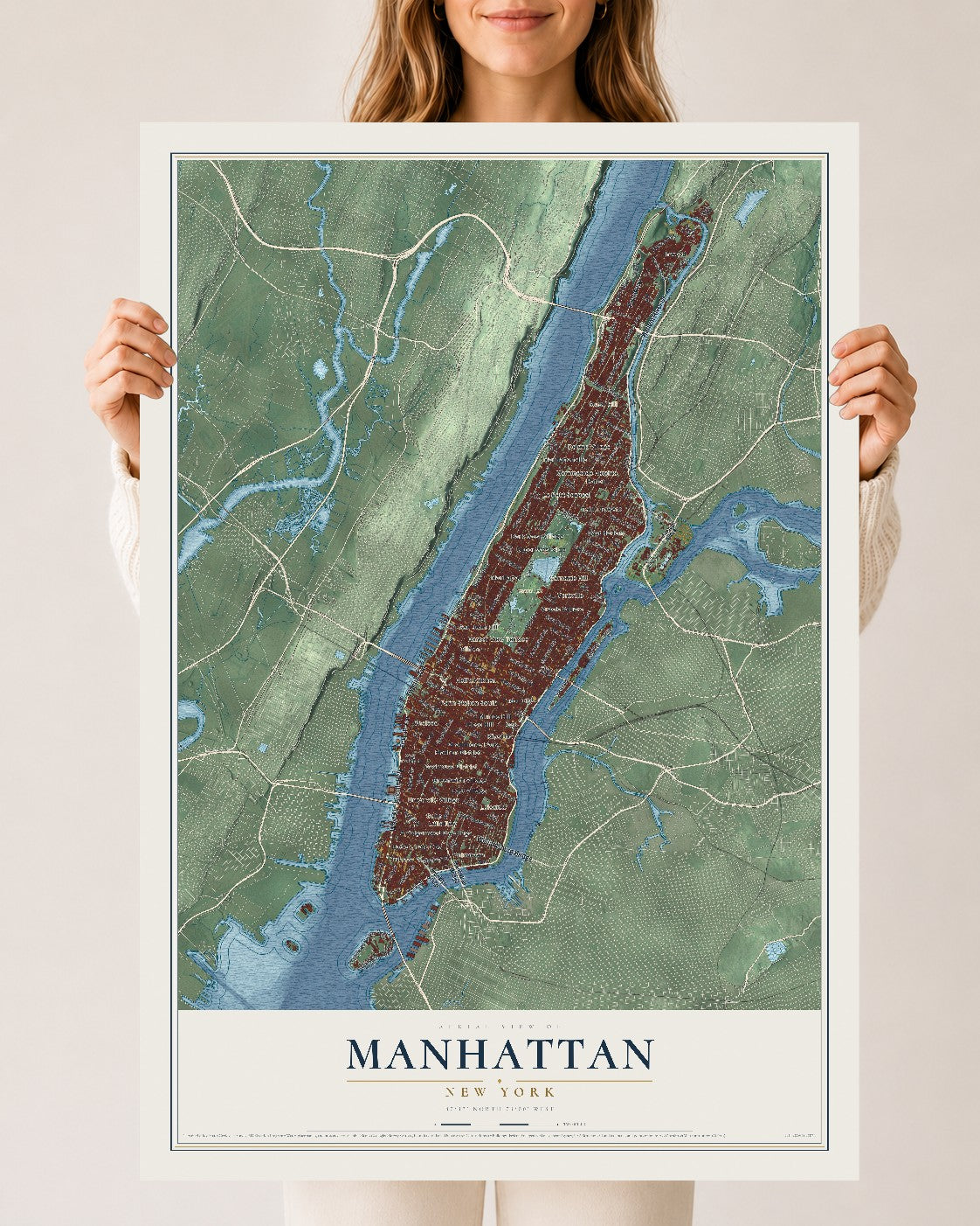 Manhattan, New York map print, 24" x 36" Archival Matte Print mockup