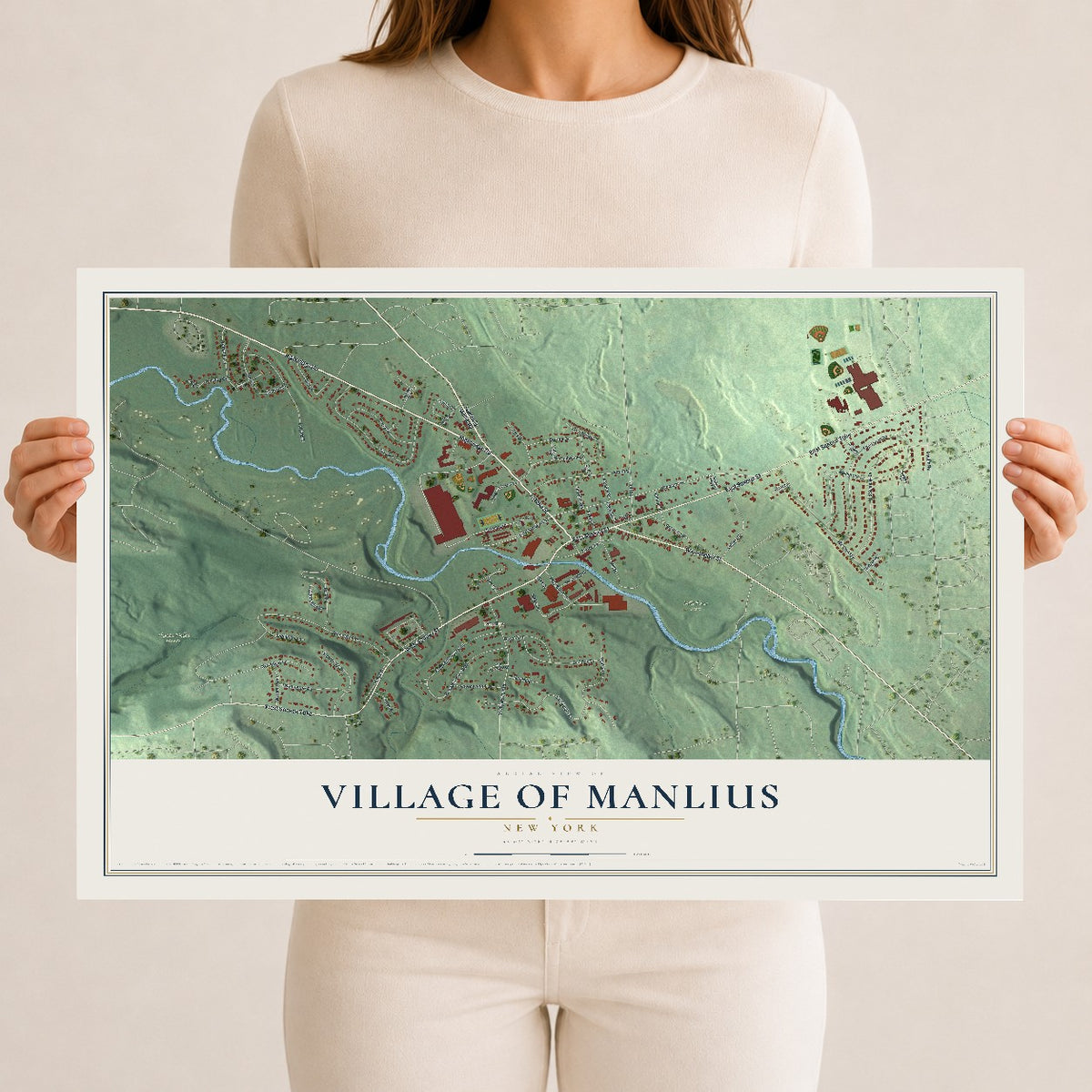 Manlius, New York map print, 12" x 18" Archival Matte Print mockup