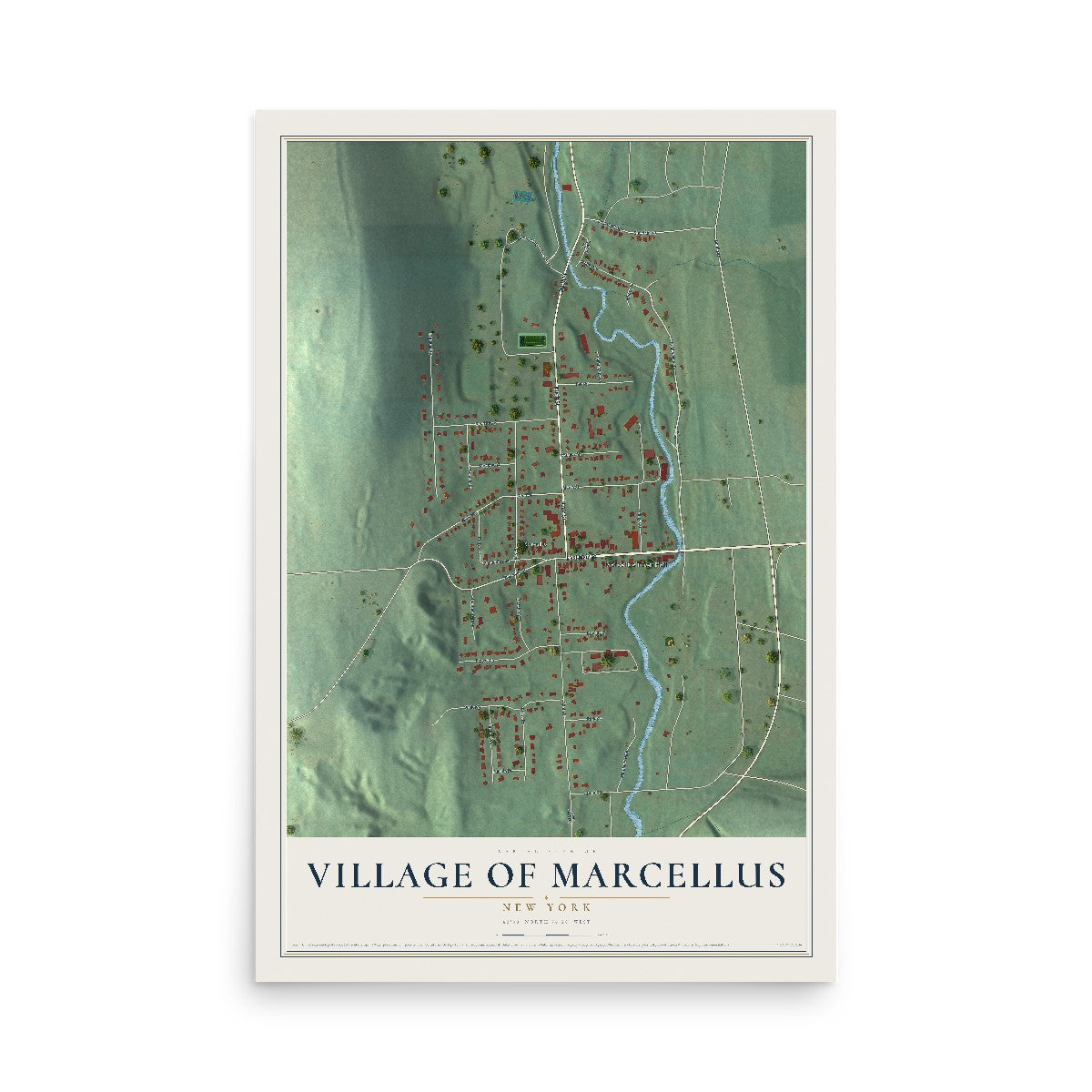 Marcellus, New York map print, 12" x 18" Archival Matte Print mockup