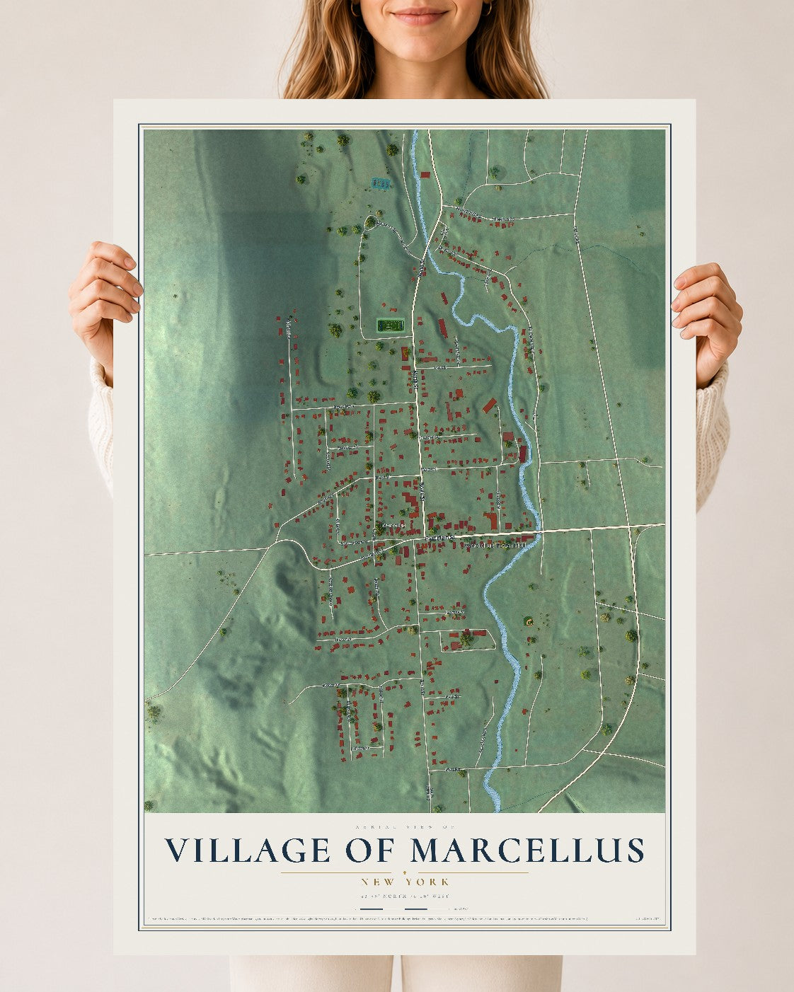 Marcellus, New York map print, 24" x 36" Archival Matte Print mockup