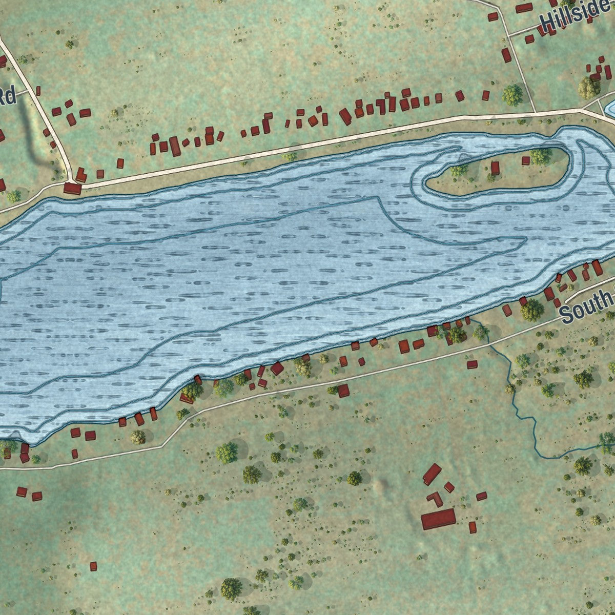 Close-up of the map of Mariaville Lake, New York print showing street and building detail