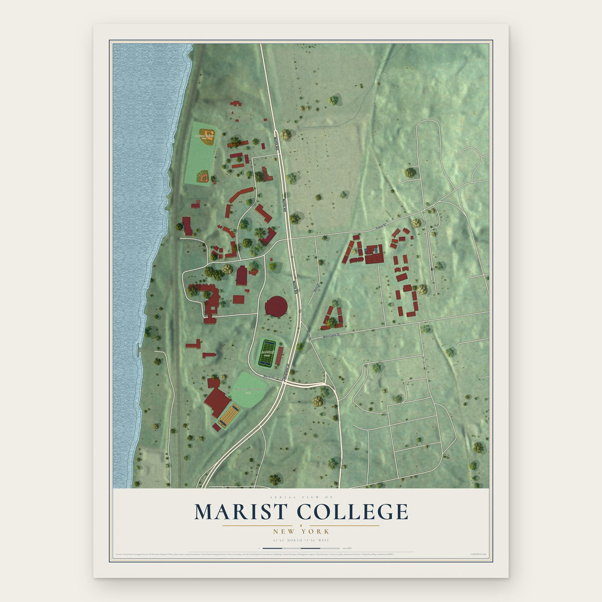 Marist College, New York map print, the full design