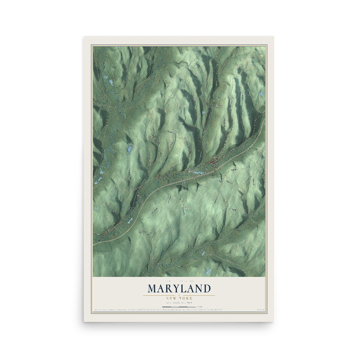 Map of Maryland, New York, 12 x 18 inch unframed archival matte print