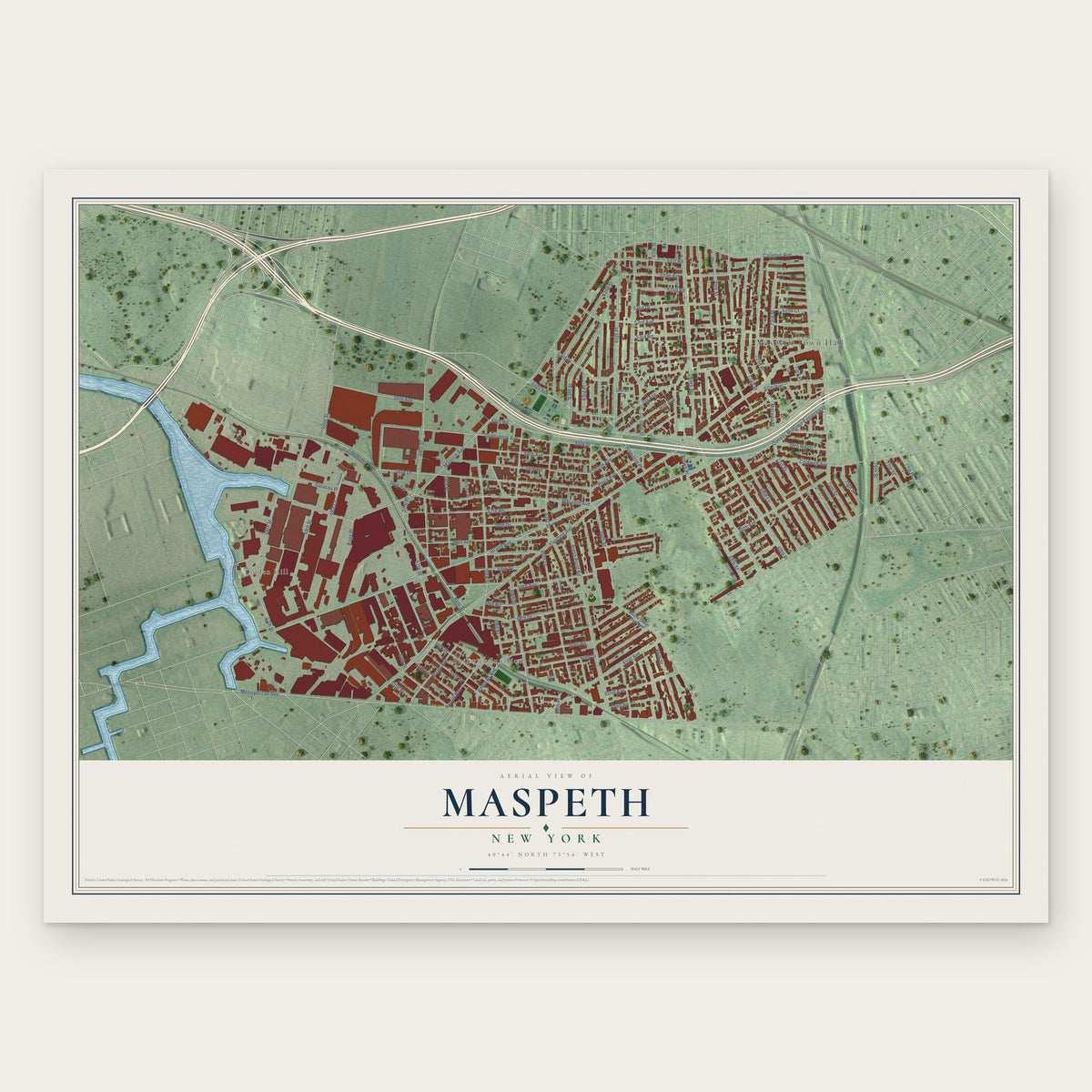 Maspeth, New York map print, the full design