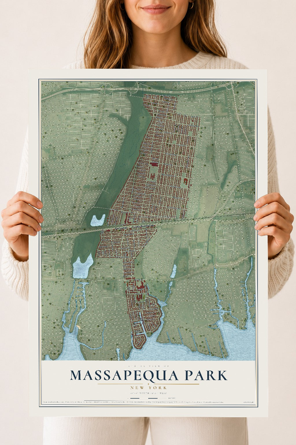Massapequa Park, New York map print, 18" x 24" Archival Matte Print mockup