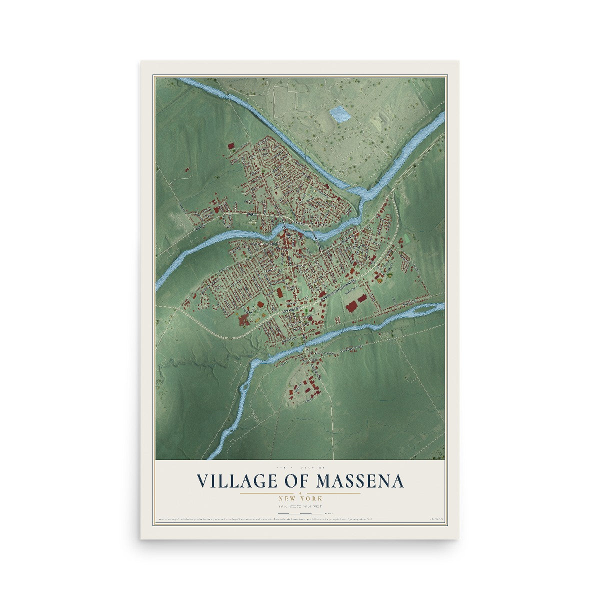 Massena, New York map print, 12" x 18" Archival Matte Print mockup