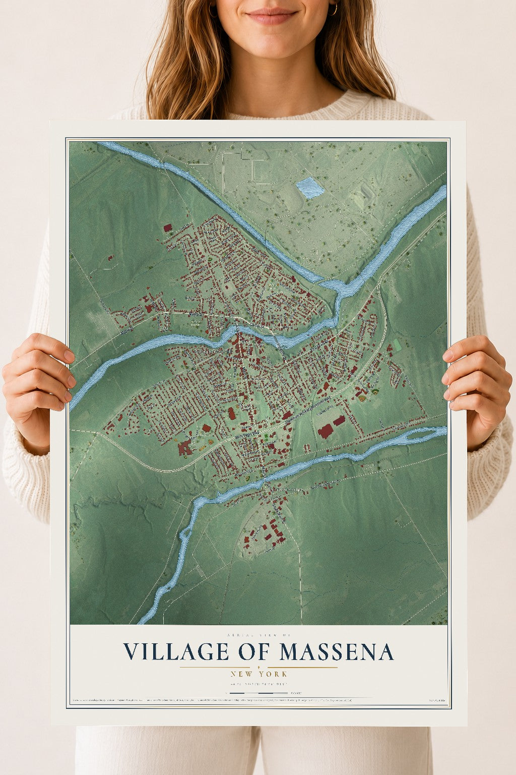 Massena, New York map print, 18" x 24" Archival Matte Print mockup
