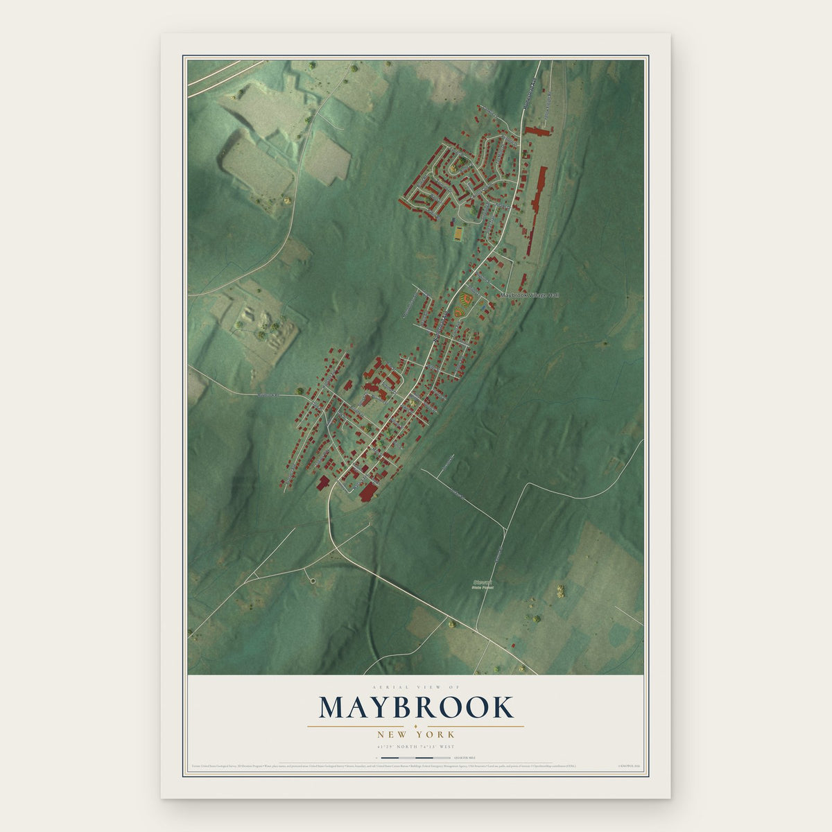 Maybrook, New York map print, the full design