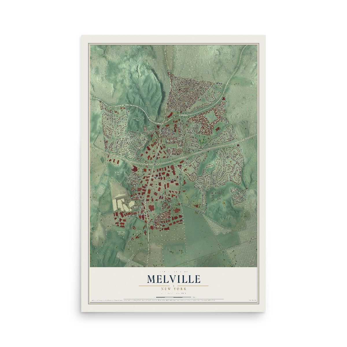 Melville, New York map print, 12" x 18" Archival Matte Print mockup