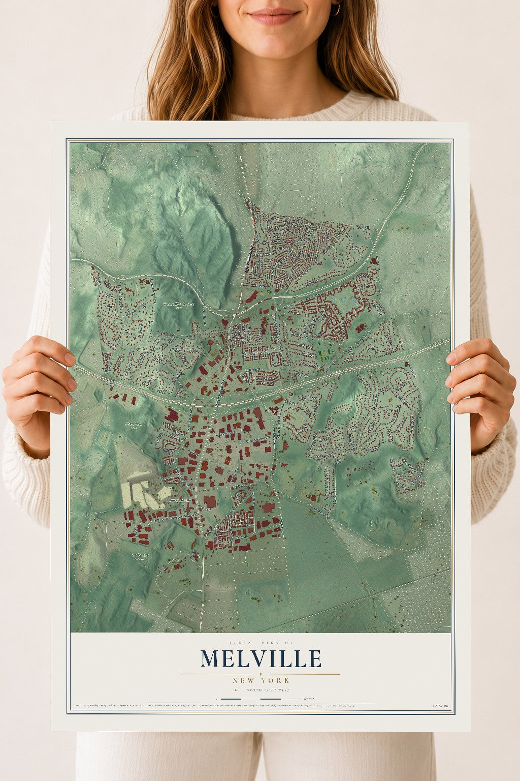 Melville, New York map print, 18" x 24" Archival Matte Print mockup