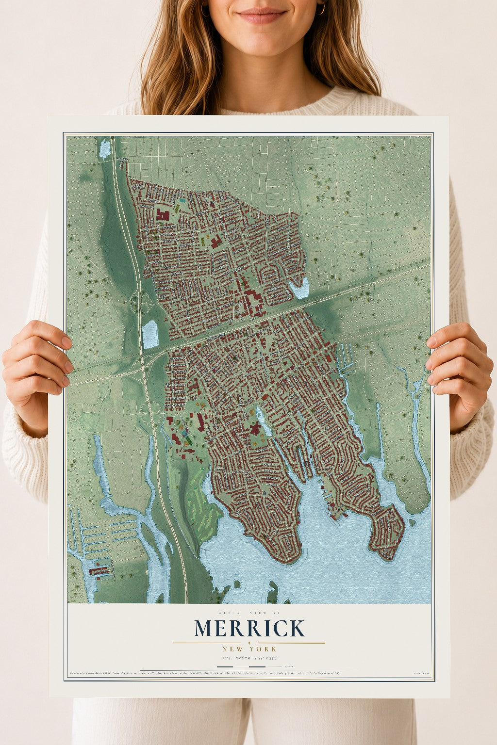 Merrick, New York map print, 18" x 24" Archival Matte Print mockup